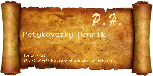 Petykovszky Henrik névjegykártya